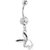 PLAYBOY Multi RHINESTONE RABBIT Head Dangle Belly Ring
