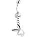 PLAYBOY Multi RHINESTONE RABBIT Head Dangle Belly Ring