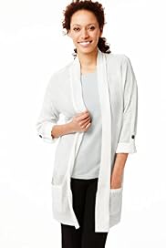 Open Front Longline Cardigan with Linen