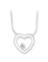 White Ice Sterling Silver Genuine Diamond Open Heart Necklace
