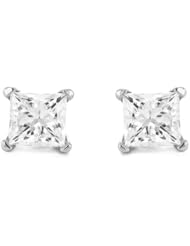 14k White Gold Princess-cut Diamond Stud Earrings (1/4 cttw, H-I, I2-I3)