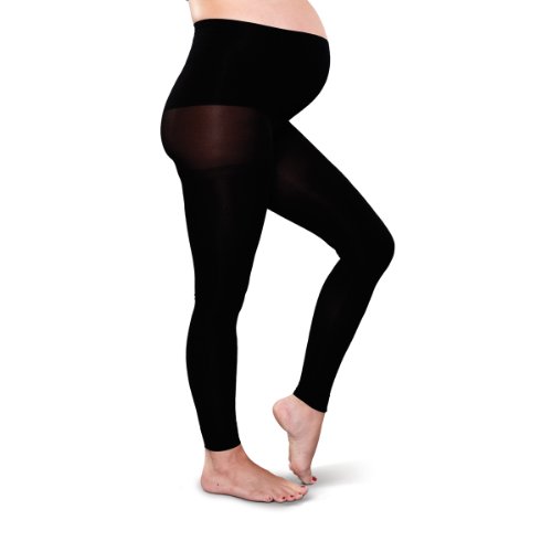 Preggers Maternity Footless Tights (Black- Medium)-gradient Compression Hosiery to Improve Circulation and Prevent Swelling