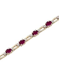 14kt Yellow Gold Oval Ruby and Diamond Bracelet