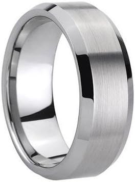 8mm Tungsten Carbide Wedding Ring for Men-Comfort Fit Wedding Bands, Brushed, FREE Lifetime Exchange