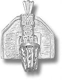 Michigan State Spartans Solid Sterling Silver ''MSU'' Backboard Pendant