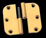 2 x 2 inch Left Lift-Off Round Door Hinge - Bright Solid Brass