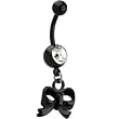 BIOPLAST Crystalline Gem BLACK BOW Dangle Belly Ring