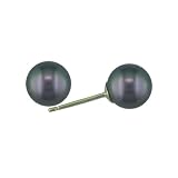 14K Gold 6mm Akoya Cultured Pearl Stud Earrings - Black