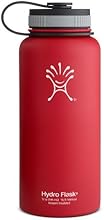 Hydro Flask Insulated Wide Mouth Stainless Steel Water Bottle, Lychee Red, 32-Ounce