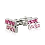Crystal Stacked Crystal Cufflinks in Pink and Fuchsia