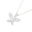 Silver Small Cubic Zirconia Butterfly Pendant 46cm Chain