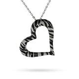 Sterling Silver Zebra Print Heart Pendant