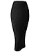 Doublju Women Lightweigh Fabric Elastic Waist Band Midi Skirts