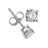 Amazing Authentic Stud Earrings Sterling Silver .925 Genuine Diamond Color Cubic Zirconia 1 Carat Total Weight Special Limited Time Offer Super Sale Price, Comes with a Free Gift Pouch and Gift Box