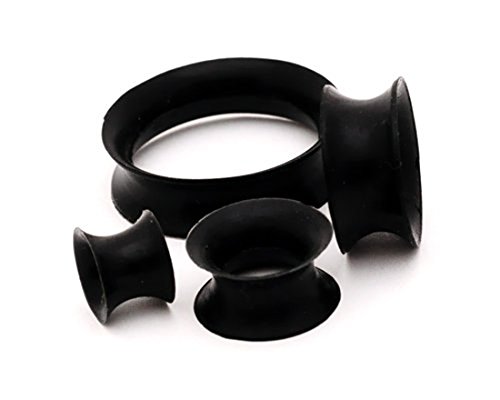 Thin Walled Black Silicone Tunnels - 1 1/8