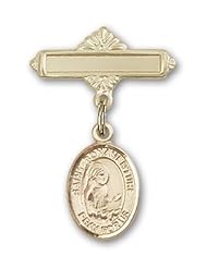 Gold Filled Baby Badge with St. Bonaventure Charm and Polished Badge Pin