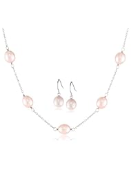 Honora Pink Freshwater Cultured Pearl Necklace and Earrings Jewelry Set