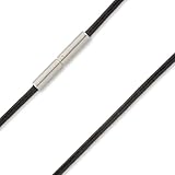 Schmuck-Pur Edelstahl Lederband Halskette schwarz 2mm 45cm