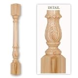 36H X 3 3/4 X 3 3/4, Full Round Hand Carved Hard Wood Acanthus Baluster Post Mantel Corbel. 316O6EH0K2L. SL160 36H X 3 3/4 X 3 3/4, Full Round Hand Carved Hard Wood Acanthus Baluster Post Mantel Corbel.
