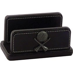 Golf gifts leather business card holder black