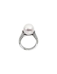 18K White Gold - South Sea Cultured Pearl & Diamond Ring