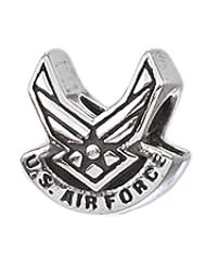 Genuine Zable (TM) Product. 925 Sterling Silver "US Air Force" Wings Bead Charm. 100% Satisfaction Guaranteed.