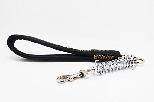 Pet Dog Leather Leash Handle with Spring, 0.5m Long，250g Weigh，black Color