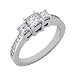 14k White 3 Stone 1.3 Ct Diamond Engagement Ring - Size 7.0