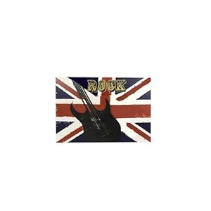 Cadre en toile Rock avec le drapeau anglais Union Jack et une guitare 70 X 100 CM