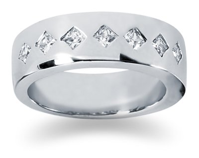 0.7 ctw. Men's Princess Diamond Wedding Band in Platinum