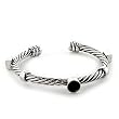 Rhodium Brass with Jet SwarovskiCrystal Bangle, Weight: 31.80gm Rhodium Brass with Jet SwarovskiCrystal Bangle, Weight: 31.80gm