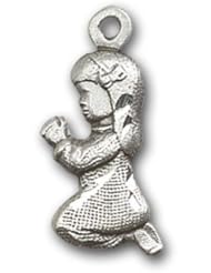 Sterling Silver Praying Girl Medal