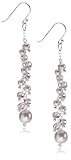 Image of Silver Pink Pearl Crystal Drop Earrings
