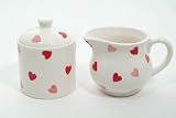 Ceramic Sugar and Creamer Set. Hearts