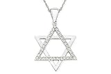 1/10 Carat Diamond 14K White Gold Star Of David Pendant w/Chain