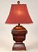 Reddish Brown Rectangular Metal Table Lamp with Russet Silk Shade
