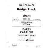 1974 1975 1976 1977 DODGE TRUCK Parts Book List Guide by Dodge