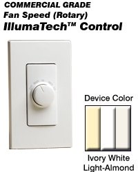 Leviton RTF01-10Z IllumaTech 1.5A Quiet Step Rotary Fan Speed Control, Single Pole, White/Ivory/Light Almond