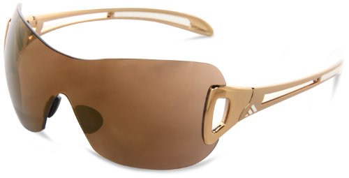 adidas Womens adilibria shield a382-6055 Shield Sunglasses,Gold & White Frame/LST Contrast Gold Lens,One Size