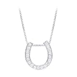 14K White Gold 1/4 ct. Diamond Horse Shoe Pendant with Chain