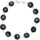 Sterling Silver Evil Eye Bracelet Black
