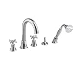 IMAGE OF Jado 842/414/100 Hatteras Roman Tub Set with Hand Shower, Cross Handles, Polished Chrome