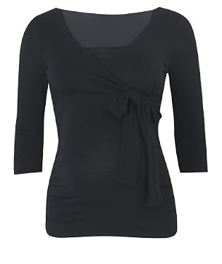 Maternity 3 4 Sleeve Nursing Tie Front Top