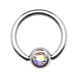 16 Gauge 5/16" Aurora Austrian Crystal BCR Captive Ring