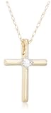 10k Yellow Gold Cross Pendant (.03 cttw, I-J Color, I2-I3 Clarity)