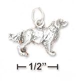 Sterling Silver 3d Antiqued Golden Retriever Charm