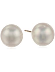 14k Yellow Gold 8-8.5mm AAA Akoya Cultured Pearl Earrings