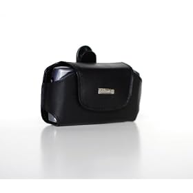 Black Prima Palm Treo 700 Series Leather Case - Lateral Holster Style