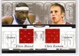 2003-04 Fleer Mystique Awe Pairs Dual Jerseys #EBCK Elton Brand / Chris Kaman* - Los Angeles Clippers (Piece of Authentic Game-Worn Jersey - Serial #d to 250 ) (Basketball Cards)