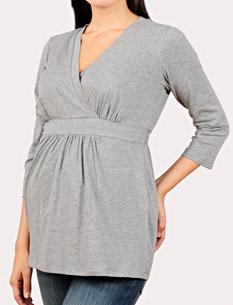 Motherhood Maternity: 3/4 Sleeve V-neck Faux Wrap Maternity T Shirt
